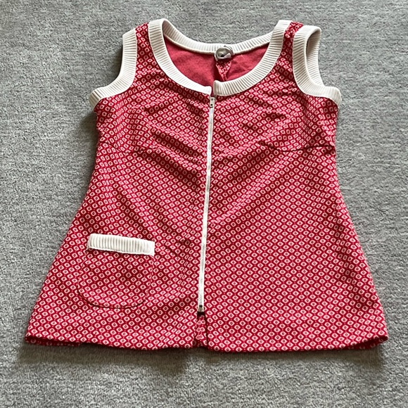 Vintage 1960’s Hoot Owl Red/White Mod Zip-Up Tunic - Picture 7 of 8
